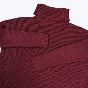 Michael Kors Women's Waffle‎ Knit Sweater Turtleneck Maroon Size Large